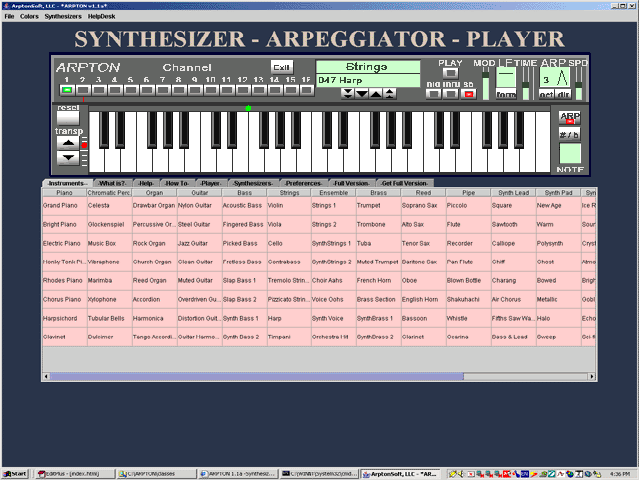ARPTON Synthesizer-Arpeggiator-Player Screenshot